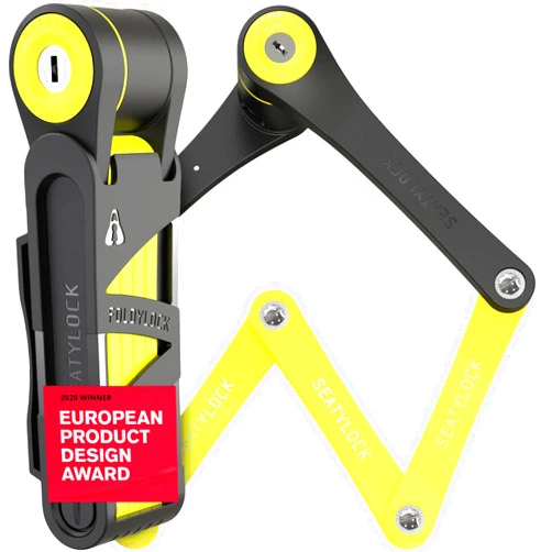 Seatylock FoldyLock Compact Folding Bike Lock - Award Winning Patented Lightweight High Security Bicycle Lock - Heavy Duty Anti Theft Smart Secure Guard with Keys & Case for Bikes or Scooters