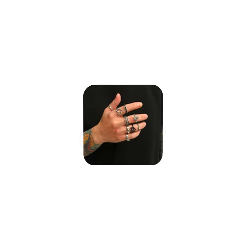 GRUOR 9Pcs ​Goth Rings Sets for Women Thorns Love Heart Star Zircon Ring Adjustable Open Rings Punk Harajuku Jewelry for Egirl