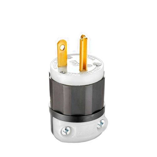 Leviton 5466-C 20 Amp, 250 Volt, Plug, Straight Blade, Industrial Grade, Grounding, Black-White