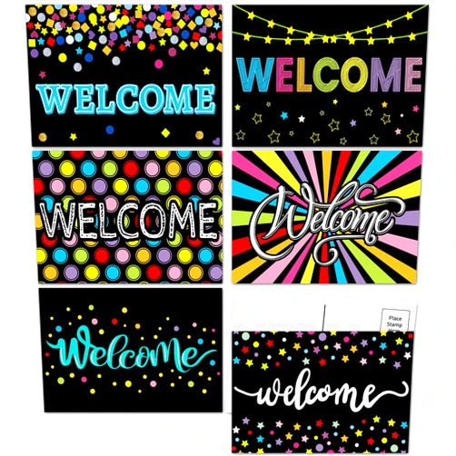 ceiba tree Chalkboard Welcome Postcards Colorful Welcome to Our Class Cards Back to School for Kids