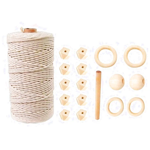 Horypt Macrame Cord DIY Macrame Kits Natural Cotton Macrame Rope Wall Hanging Kit Twisted Macrame Cotton Cord for Wall Hanging, Plant Hangers, Crafts, Gift Wrapping and Wedding Decorations Type a Macrame Cord