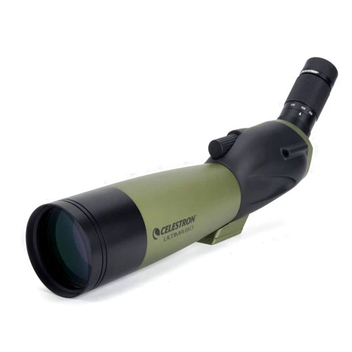 Celestron – Ultima 80 Angled Spotting Scope – 20-60x Zoom Eyepiece – Multi-coated Optics for Bird Watching, Wildlife, Scenery and Hunting – Waterproof and Fogproof – includes Soft Carrying Case