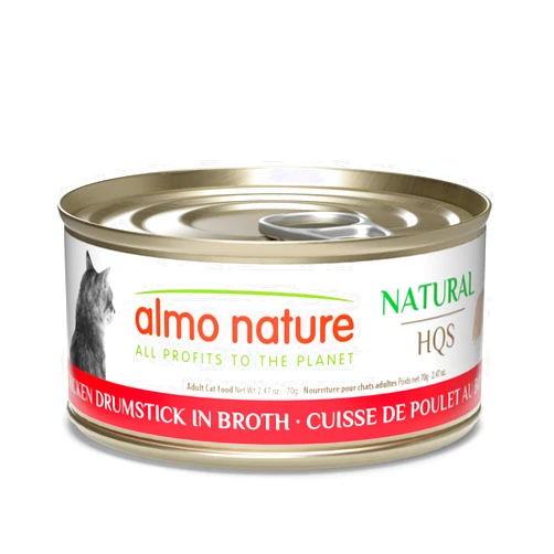 almo nature HQS Natural Wet Cat Food Chicken Drumstick in Broth - Grain-Free Cat Food Canned, 2.47 oz (Pack of 24)