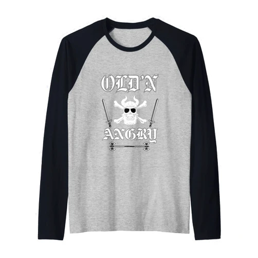 OORT 33 production OLD'N ANGRY cranky older men design Raglan Baseball Tee