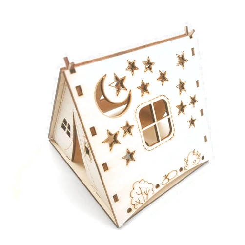AnairsMo Electric Candle Light Holder, Lampshade Electric Tea Light Holder, Wooden Camping Tent Shape Lampshade For Nursery Décor, Bedrooms, Children Room, Playroom (Lamp Shade Cover Only)
