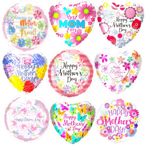 Totelux Mothers Day Balloons Kit 18'' Happy Mother’s Day Foil Balloons Flower Aluminum Balloons Set for Mothers Day Party Decoration Birthday Holiday Celebration Supplies (9Pcs)