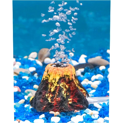 Uniclife Aquarium Volcano Ornament Kit, Fish Tank Decoration Mini Resin Volcanic Decor for Fish Tank Landscape Realistic Mountain with Air Stone Bubbler Airline Tubing Accessories for Oxygenation
