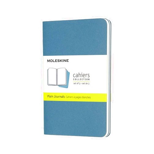 Moleskine CH013B44 Notebook Cahier Journal Set of 3 Solid Color Pocket Size Blisk Blue