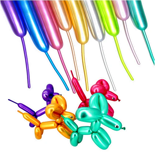 HYKJNBW Metallic Long Balloons for Balloon Animals, Chrome 260 Balloons Art Kit for Twisting, Skinny Modeling Balloons Supplies for Birthday Party Wedding Festival Decorations 100pcs