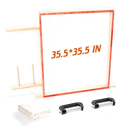 BESGEER Tufting-Frame-for-Rug-Making, Rug Tufting Frame with Tufting Cloth, 35.5” x 35.5” Rug Tufting Frame Wooden Tufting Frame Rug Making Supplies for Tufting Gun, Table Stand Frame Carpet Making