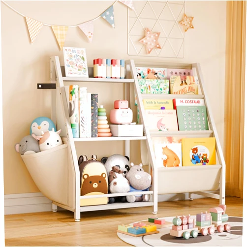 HAVLOTII Kids Bookshelf and Toy Organizer, 3 Tier Bookshelf for Kids, Montessori Bookcase Book Shelf for Kids Rooms, Bedroom, Playroom, Nursery, Toy Storage Organizer with Bookshelf (White)