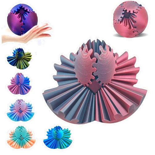 OYSMY 2024 New Gear Ball 3D Printed Gear Ball Spin Ball or Cube Fidget Toy,Fidget Ball,Gear Ball Toy for Stress and Anxiety Relaxing,Gear Sphere Desk Toy Stress Ball(A1)