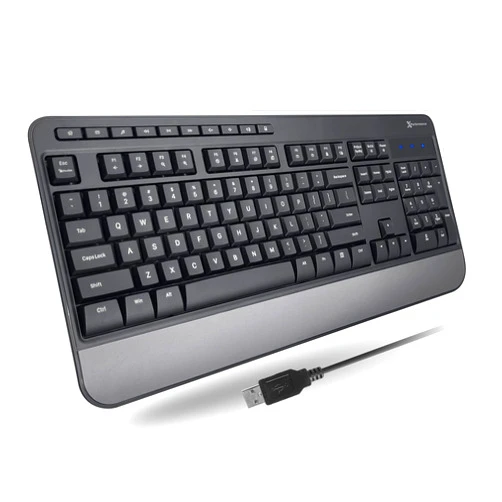X9 Performance X9 Wired Keyboard - Comfortable Typing - Ergonomic Full Size USB Keyboard with Wrist Rest, Number Pad, Multimedia and 114 Keys - External Computer Keyboard for Laptop, Desktop and Office PC