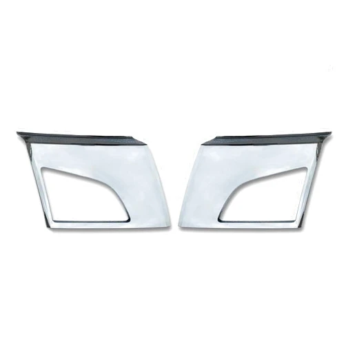 KOZAK Bumper Corners Chrome Trim w/Fog Light Holes Set (Driver Left & Passenger Right Side) Сompatible with Volvo VNL 2018+ Includes Keychain and Reflective Vest