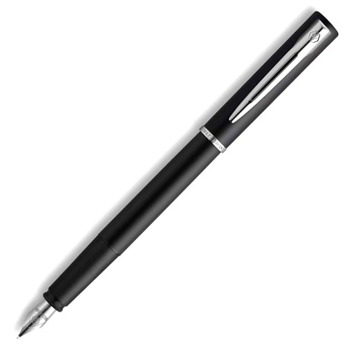 Waterman Graduate Allure Fountain Pen, Black Lacquer, Fine Nib, Blue Ink, Gift Box