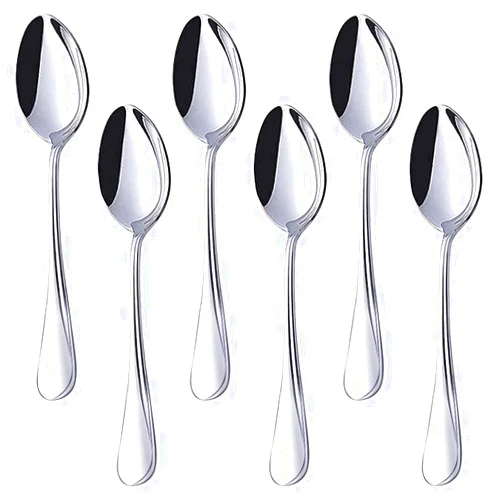 HANSGO Teaspoons Stainless Steel, 6 Piece Dinner Spoons Set 6.7 inches Dessert Spoons Use for Home, Kitchen or Restaurant