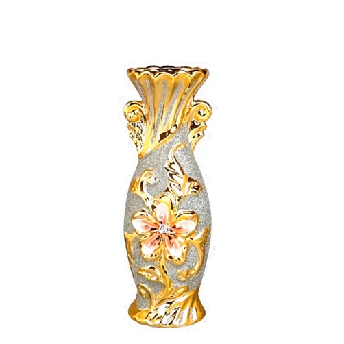 TJWZRKHPM Decoration Gold Plated Frost Porcelain Vase Vintage Advanced Ceramic Flower Vase Living Room Ornaments Home Wedding Decor Gift Fashion(S 03)