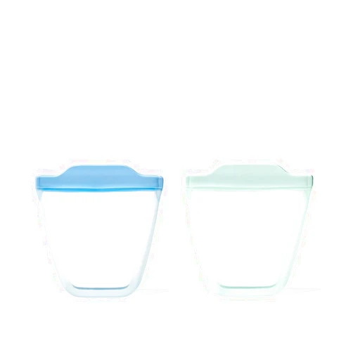 OXO Tot Silicone Reusable Bags – 2 Piece Cup Set - Opal and Dusk