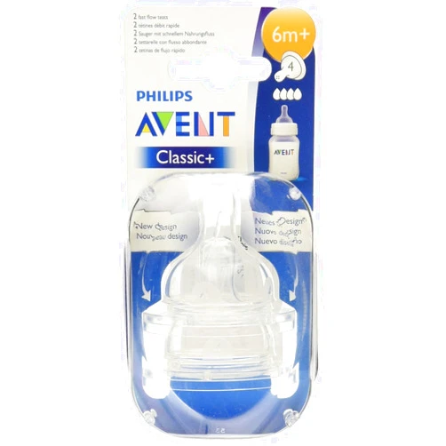 AVENT Philips ID SCF424/27 Philips Avent Anti-Colic Nipple, Fast Flow 6m+, 2 pack