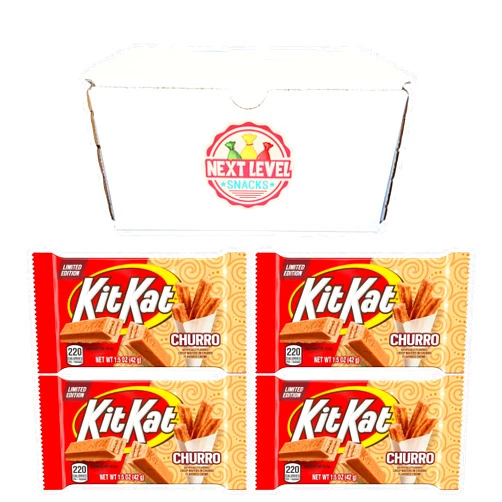 Next Level Snacks Kit Kat Churro - Limited Edition Cinnamon Flavored Wafer - Next Level Snacks Box - Pack of 4-1.5oz Bars