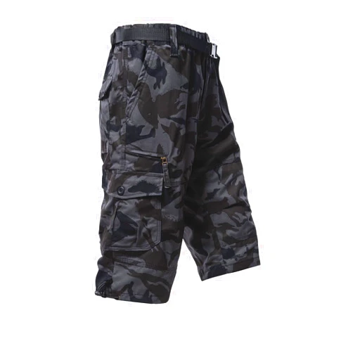 Mylldey Men's Cargo Shorts 3/4 Relaxed Fit Mens Running Shorts 7 Pockets Elastic Waist Cotton Hiking Shorts