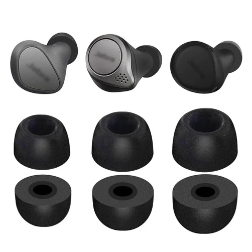 IiEXCEL 3 Pairs Memory Foam Elite 75T / Elite 3 / Elite 7 Pro Ear Tips Buds, Replacement Reduce Noise Comfortable Eartips Compatible with Jabra Elite 65T / Elite 7 Active/Elite 4 Active - S/M/L Black