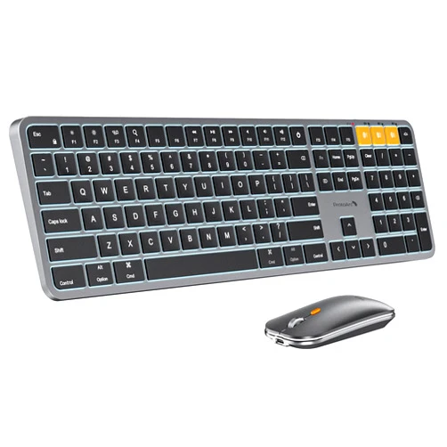 ProtoArc Backlit Bluetooth Keyboard and Mouse for Mac, KM100-A Full Size Wireless Keyboard Mouse for Mac, Multi-Device Rechargeable for MacBook Pro/Air, iMac, iPhone, iPad, Space Gray