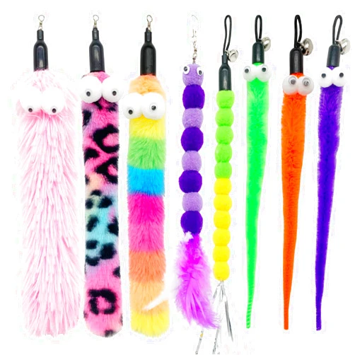 CATENESS Cat Worm Toy Refills Cat Wand Replacement Worms, 8 PCS Worms Cat Toy,Cat Wand Attachments Assorted Teaser Worms for Cat Toys