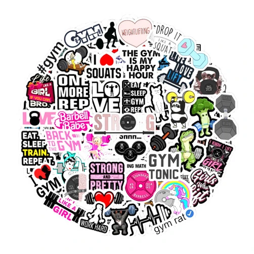 BulbaCraft 100Pcs Gym, Workout and Weightlifting Stickers for Water Bottle & Laptop - Workout Gifts for Women, Mom - Waterproof Vinyl Decals, Fitness Stickers, Gifts for Women & Men