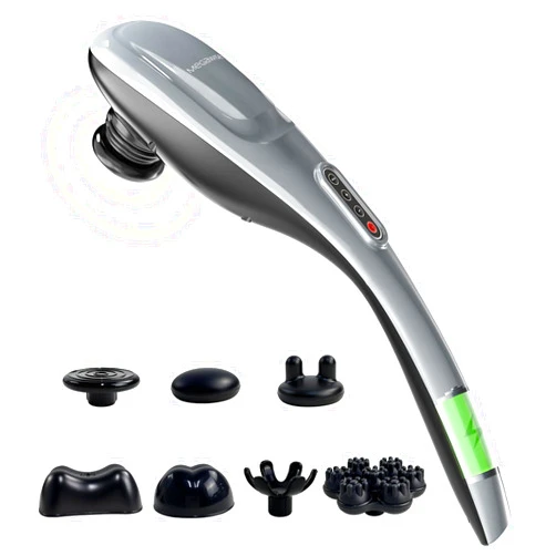 MEGAWISE Handheld Back Massager | Deep Tissue Percussion Massage for Back, Neck, Shoulders, Waist and Legs (Cordless Silver)