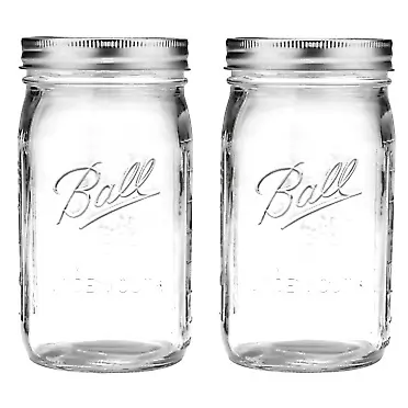 Ball 2 Mason Jar Wide Mouth 32 oz. (Quart) with Lid and Band - Clear