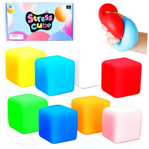 APLIST Slow Rising Stress Cube: 8 Pack Fidget Toys for Kids Adults, Dough Squishy Balls for Anxiety Relief, Quiet Soft Sensory Calm Down Item for Classroom, Square Stress Balls for Autism ADHD