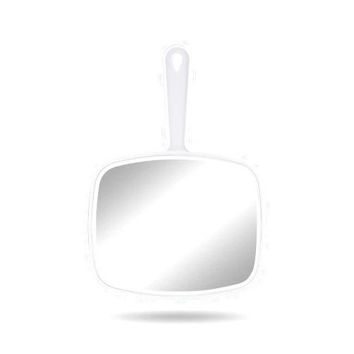 PROTECLE Hand Mirror, Handheld Makeup Mirror with Handle for Barber Hairdressing (Square White 10.3