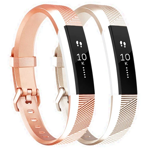 Tobfit Waterproof Sport Bands Compatible with Fit bit Alta/Alta HR/Ace, Soft TPU Replacement WristBands, Small, Champagne Gold/Rose Gold