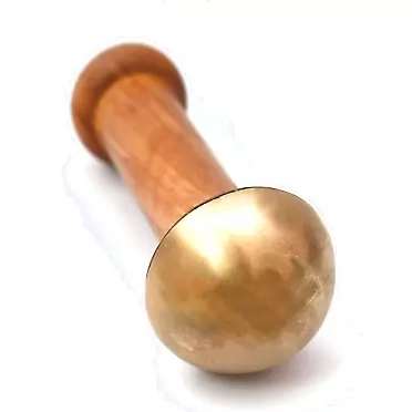 De Kulture Works De Kulture Ayurvedic Premium Bronze Kansa Face Foot And Body Massager with Wooden Handle for Benefits of Restoring Luster, Detoxification, and Healing Color Bronze Small Size(D: 1.75