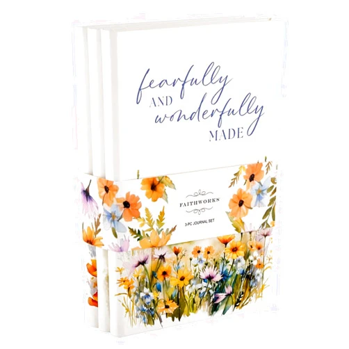 Faithworks Inspirational Journals - Medium Hardcover Notebooks with Scripture, Set of 3, Fearfully & Wonderfully Made