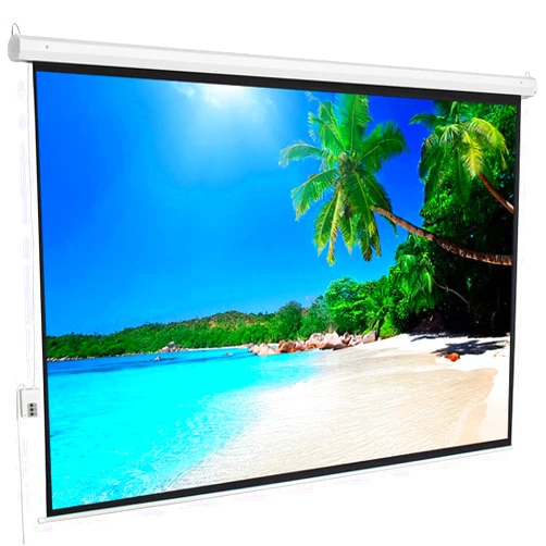 AMZOSS Motorized Projector Screen with Remote Control, 100 Inch 4:3 Auto-Locking Portable Projection Screen, Manual Projector Screen Pull Down for Home Theater Office Classroom TV Usage (80