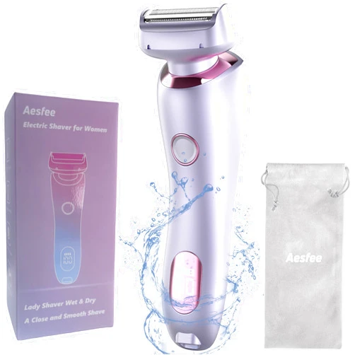 Aesfee Electric Shaver for Women Legs, Lady Razors Hair Removal Waterproof Wet or Dry for Underarm Arm Bikini Private Area Pubic Hair, Portable Painless Ladies Body Hair Trimmer Remover (Purple）