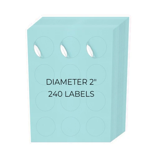 YIKIADA Blue Printable Round Labels 2 Inch Self-Adhesive Vinyl Address Stickers Removable Blank Mailing Circle Decals for Shipping Inkjet Laser Printer 240 Labels