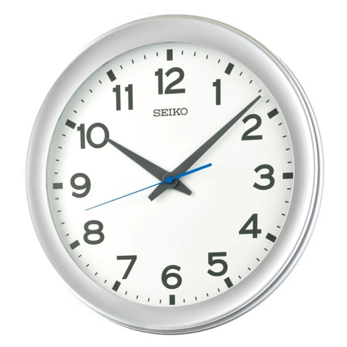 Seiko QXA835SRH Contrasting Color Non Ticking Wall Clock, Silver, 14.5 Inch