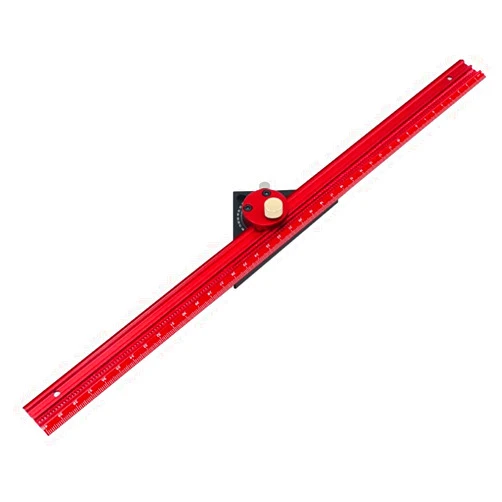Hlsicnalm Precision Scribe Ruler Aluminum T-Type Line Drawing Hole Ruler Woodworking Square Layout Marking Gauge Easy to Use Red+Black 400mm