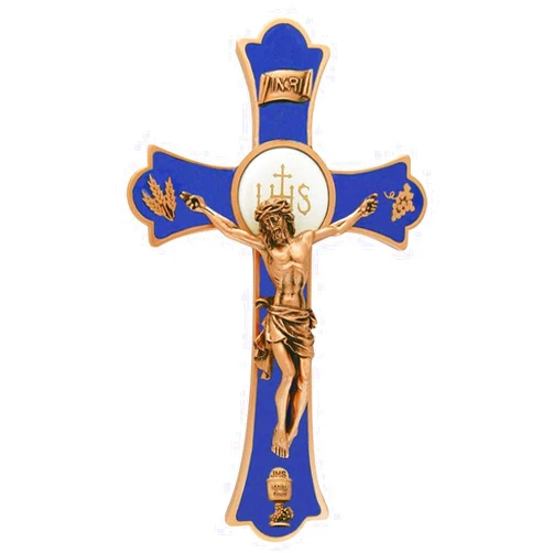 Christian Brands JC-3244-L First Communion Holy Mass Crucifix, Blue