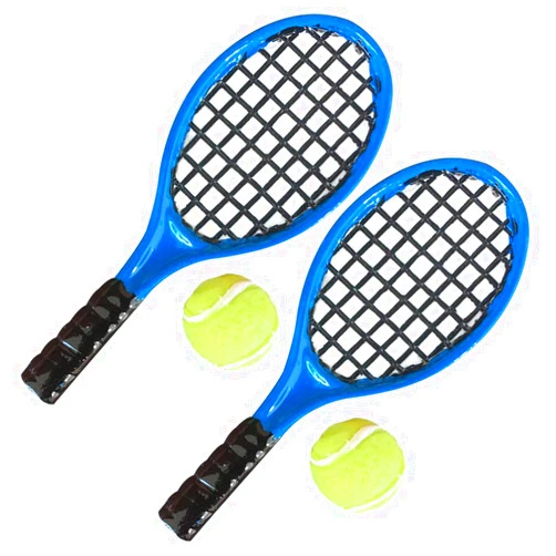 ARTIBETTER 1:12 Miniature Tennis Racket and Ball Set Dollhouse Decoration Accessories 4pcs