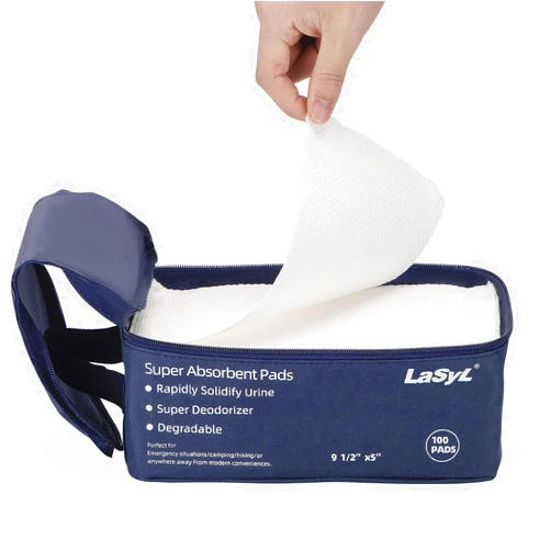 LaSyL Super Absorbent Commode Pads - 100 Count Wholesale Value Pack - for Camping Portable Toilet Bags, Commodes Liners Disposable, Bed Pan, Potty Chair-Leak Proof