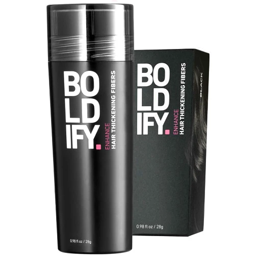 BOLDIFY Hair Fibers (28g) Fill In Fine and Thinning Hair for an Instantly Thicker & Fuller Look - Best Value & Superior Formula -14 Shades for Women & Men - BLACK