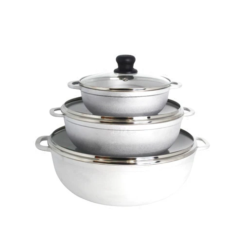 IMUSA 1.5/3.5/7.0qt Cast aluminum Caldero 3pc Set with Glass Lid - 18/24/30cm