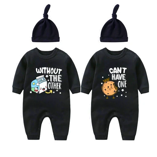 YSCULBUTOL Twins Bodysuits - Milk Infant Clothes Unisex Twin Baby Rompers With Hat