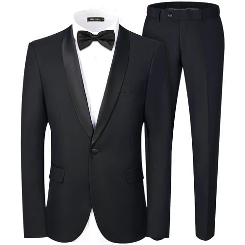 WEEN CHARM Men's Suits Slim Fit 2 Piece One Button Blazer Jacket Wedding Prom Tuxedo Pants Set