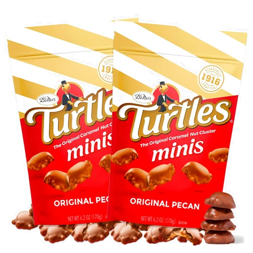 Snackivore Demet's Chocolate Turtles Pecan Candy 6.02oz, 2 Pack. Milk Chocolate Covered Pecans
