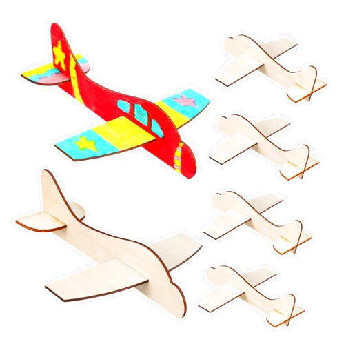 NUOBESTY Wooden Airplane, 20pcs Wooden Plane Unfinished Wooden Airplane DIY Blank Wooden Airplane Wood Plane Toy Crafts for Painting, Handmade, Party Favors